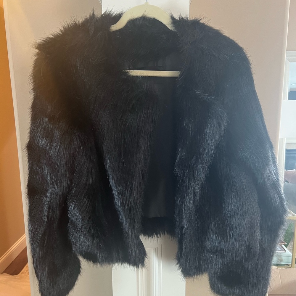 Fashion Nova Black Faux Fur Teddy Jacket